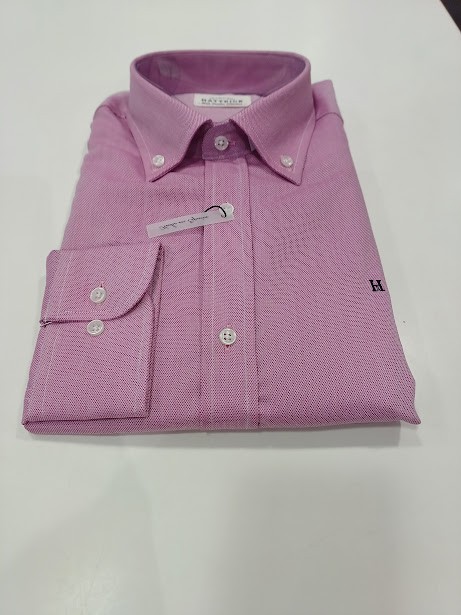 Camisa rosa  lisa sin bolsillo oxford fino hattrick